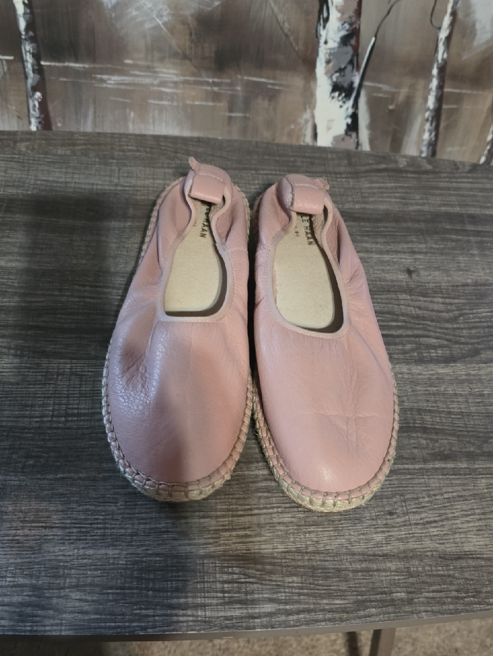 Cole Haan Pink Leather Slip-On Espadrille Flats